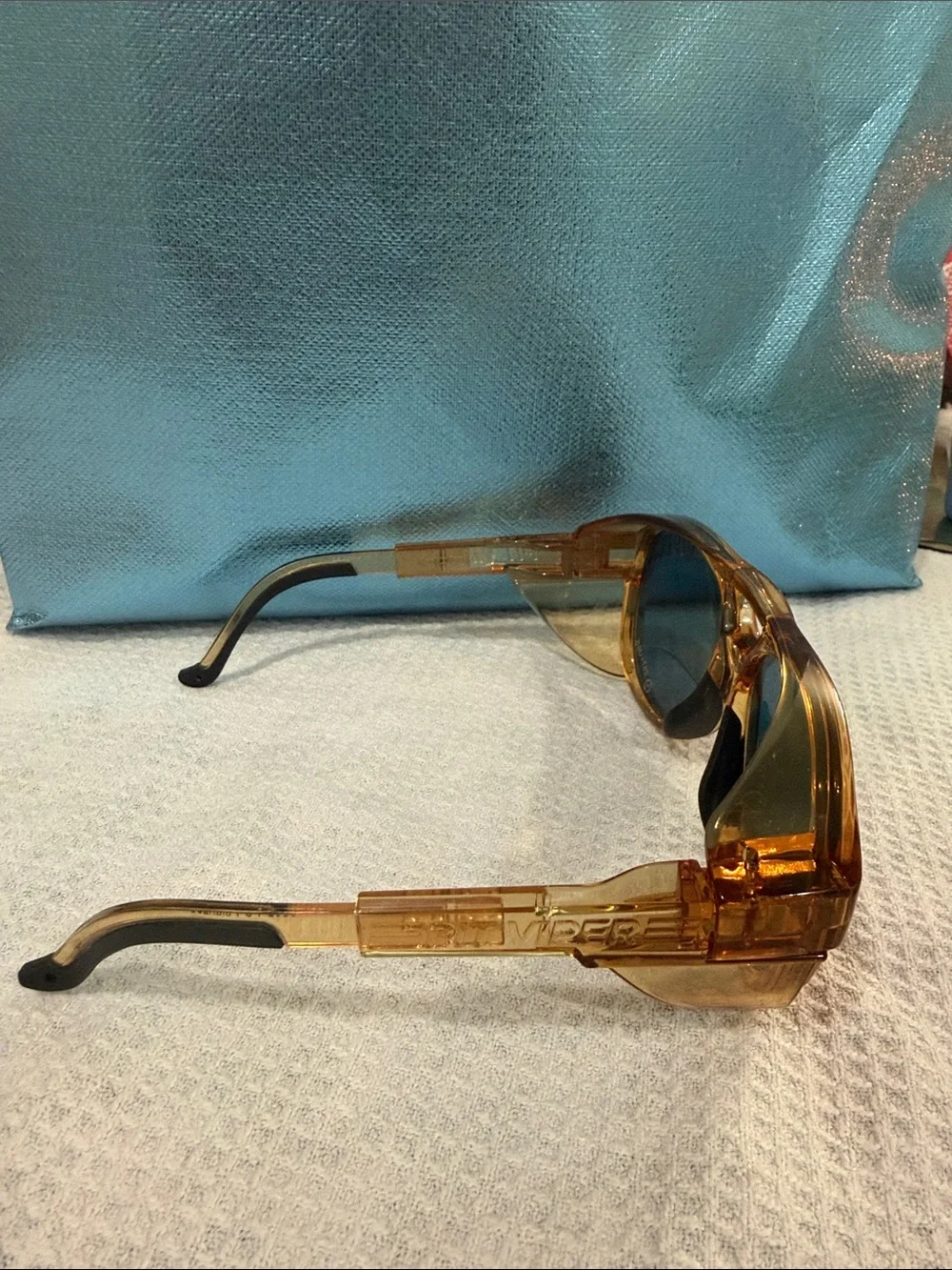 Pit Viper Amber Frame Sunglasses with Purple-Red Mirrored Lenses